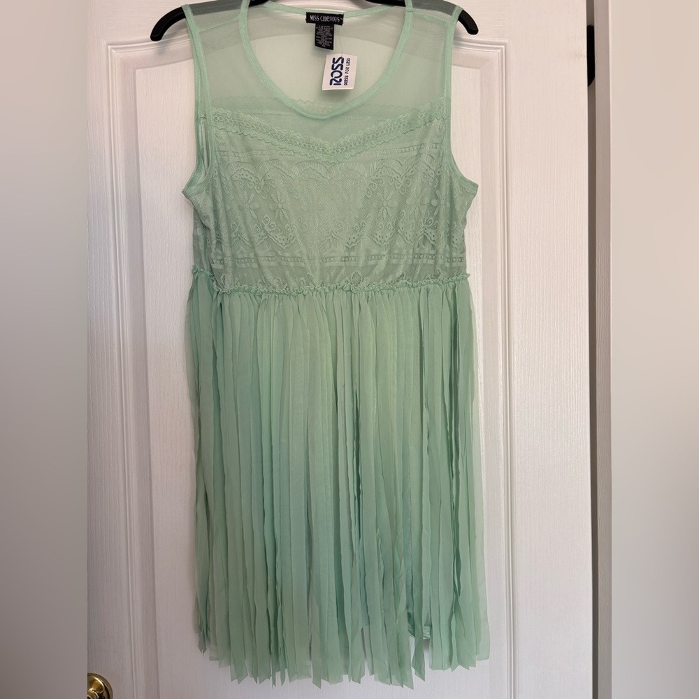 Miss Chievous Mint Green Lace Mini Dress